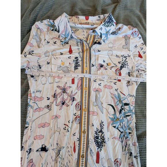 Tory Burch Women's Size Medium Cora White Print Silk Shirt Midi Dress RTR $495 - Picture 5 of 8